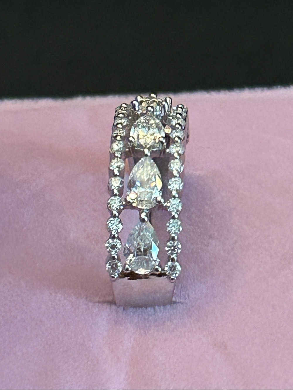 2.00CTW Round & Pear Shaped Moissanite 925 Sterling Silver Eternity Band Ring 💍 - Picture 9 of 13